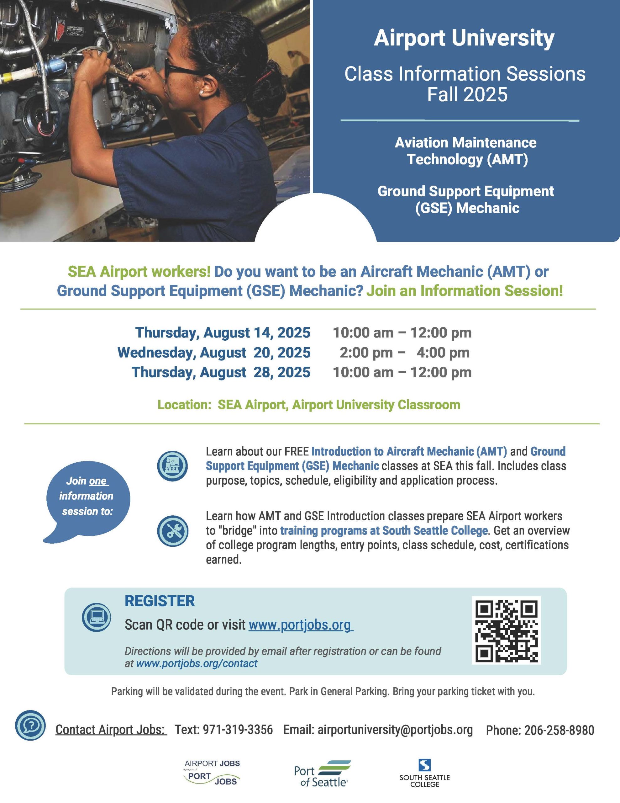 AMT GSE Info Sessions SEA Airport worker flyer 2025