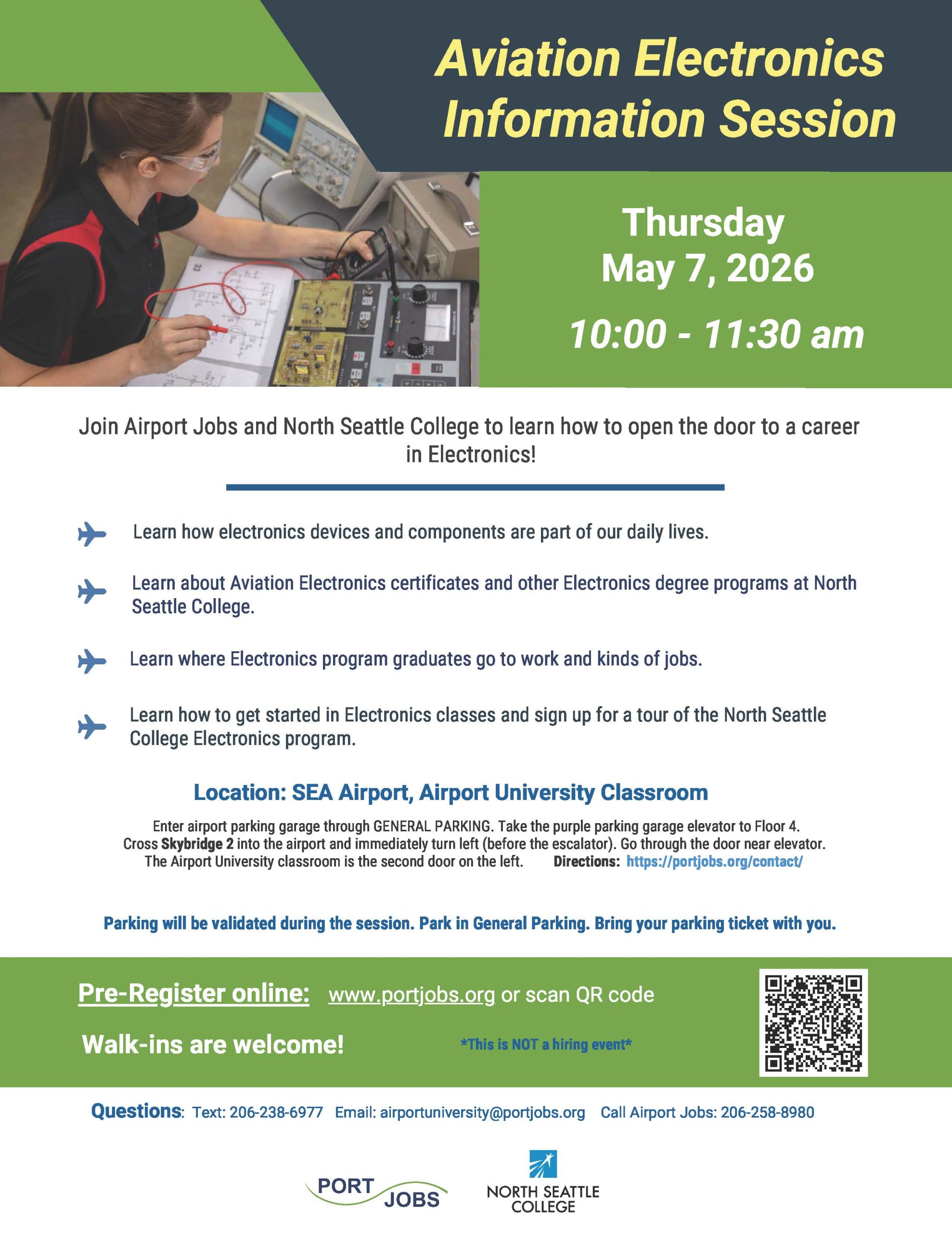 Aviation Electronics Info Session SEA Airport May 7 2026 Flyer