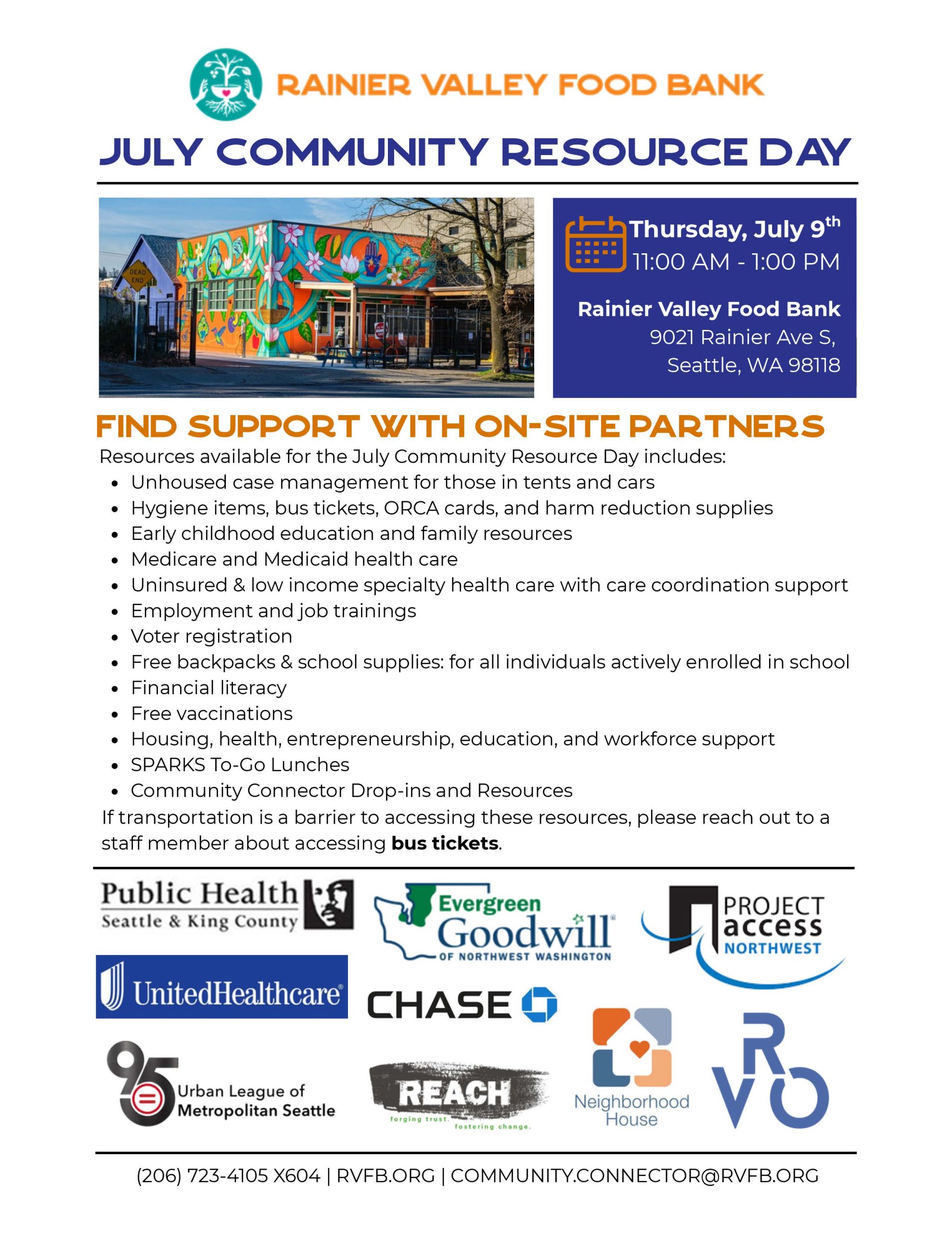Rainier Valley Resource Day July 9 2026 Flyer