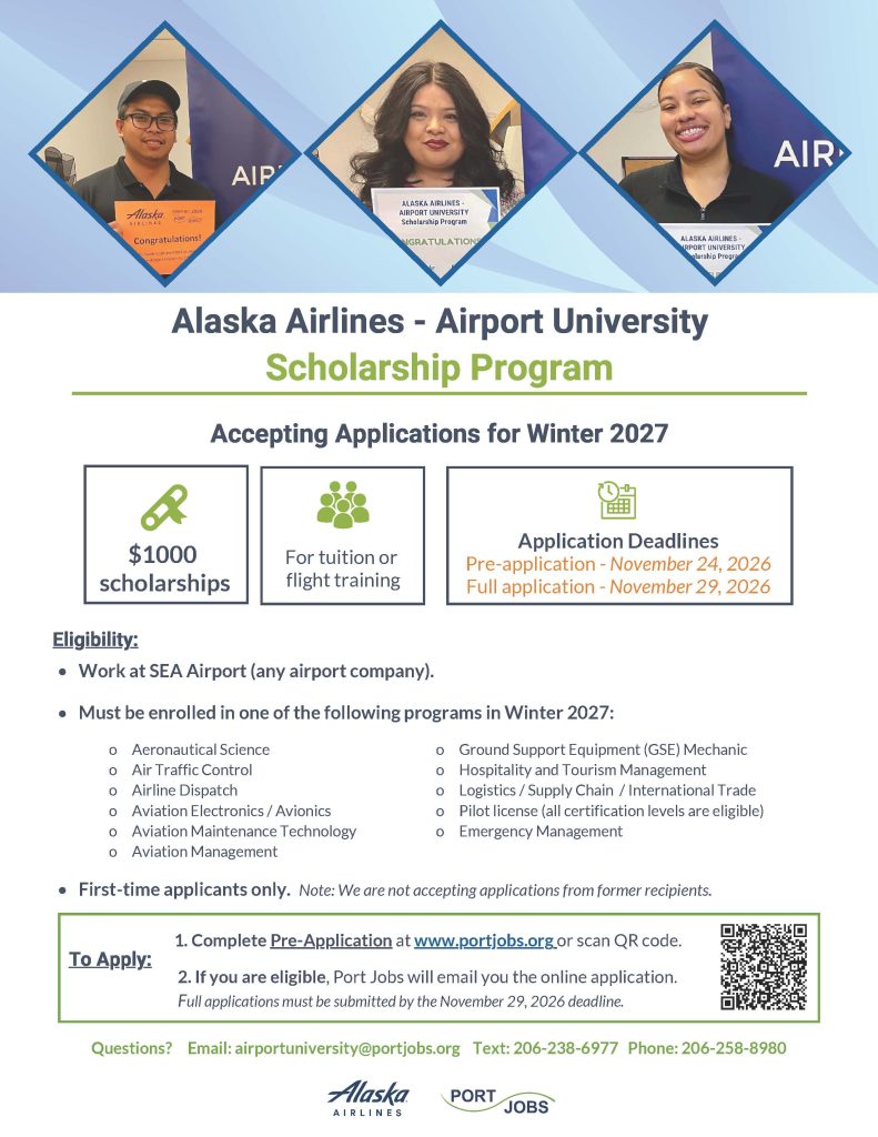 Scholarship Flyer_26Fall Alaska Air Airport U Winter 2027 Scholarship Flyer